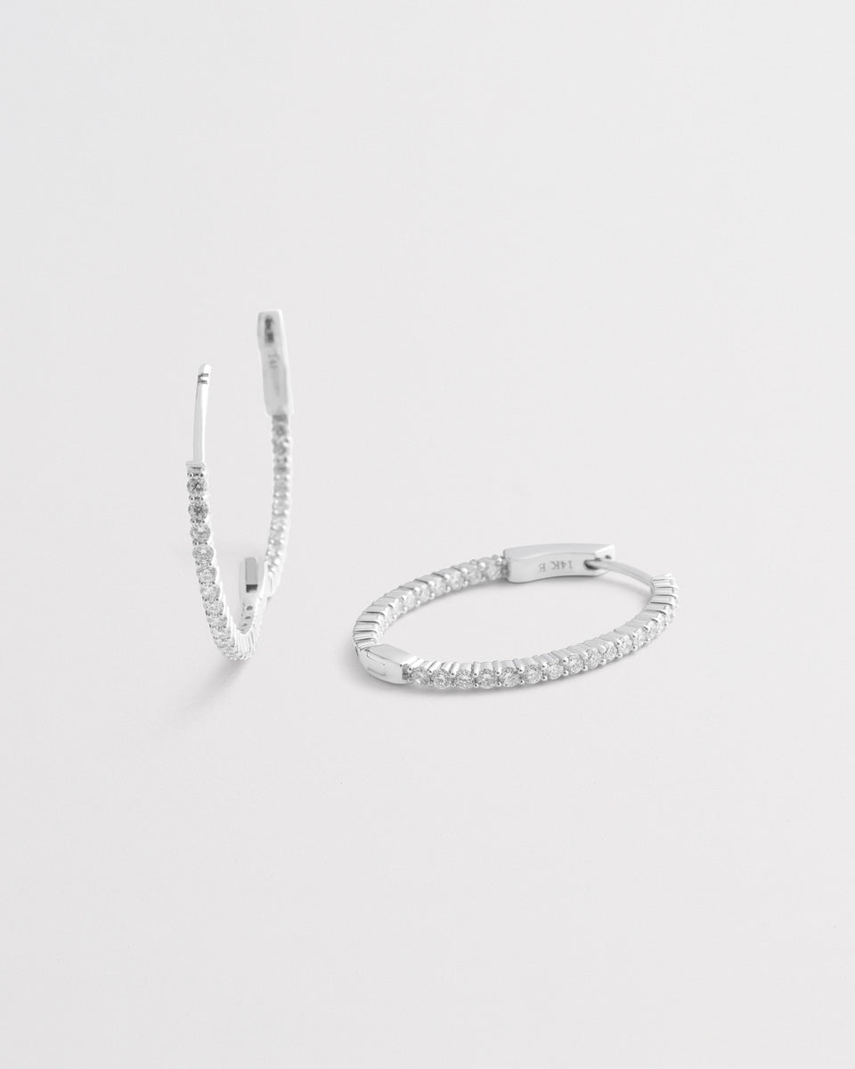 diamond oval hoop earrings