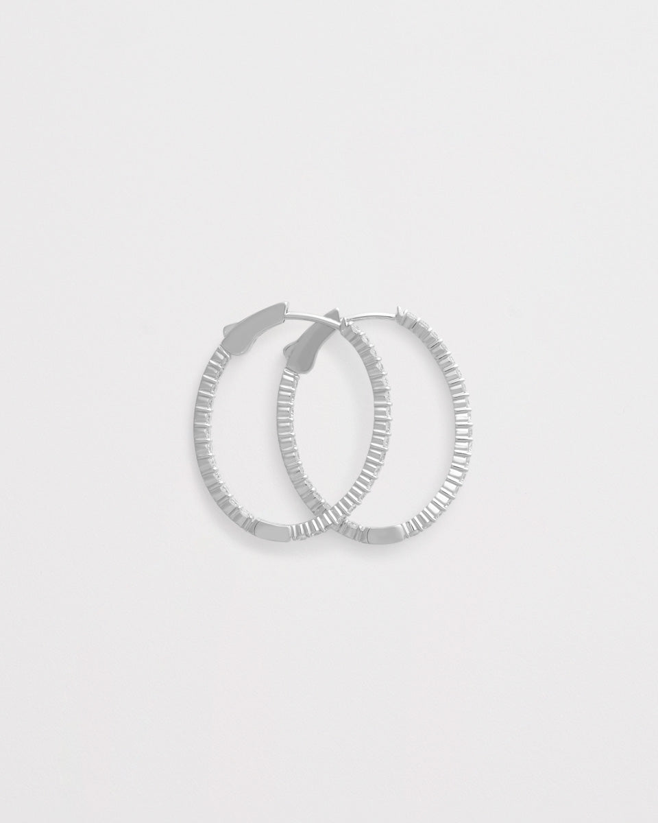 diamond oval hoop earrings