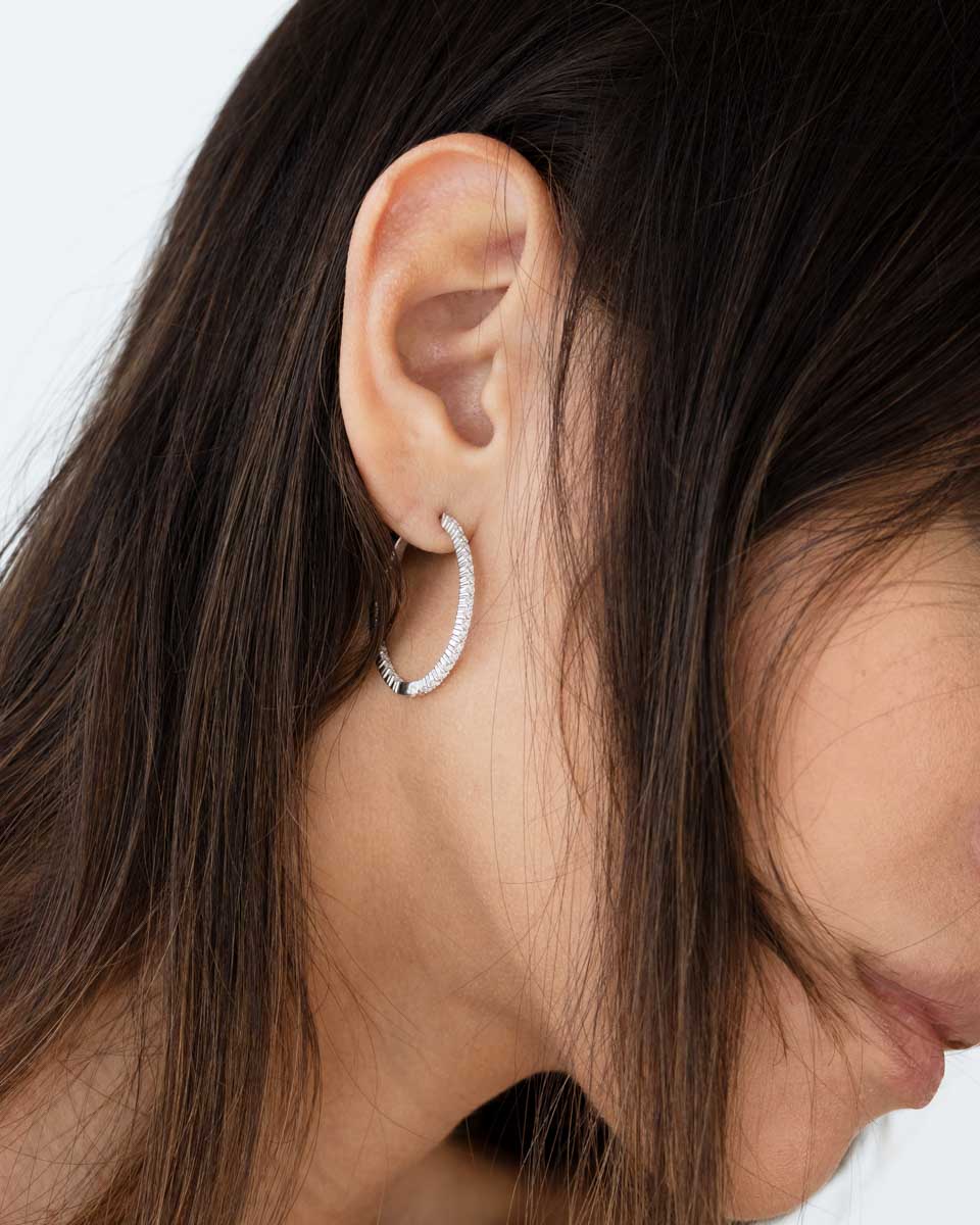 diamond oval hoop earrings