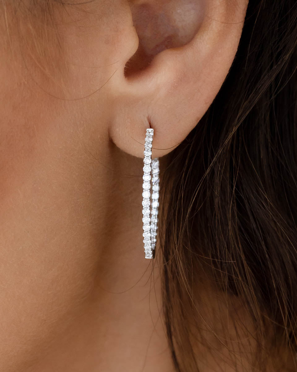 diamond oval hoop earrings